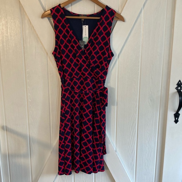 NWT Mix by 41 Hawthorne StitchFix Kassidy Faux Wrap Dress Red Navy - Picture 3 of 12
